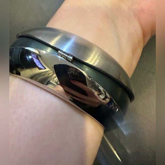 BREIL Stainless Steel Shiny Brushed Teal Bangle Convertible Bracelet - Picture 3 of 14